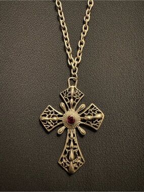 Gothic Cross Necklace - Medieval Costume - 18”